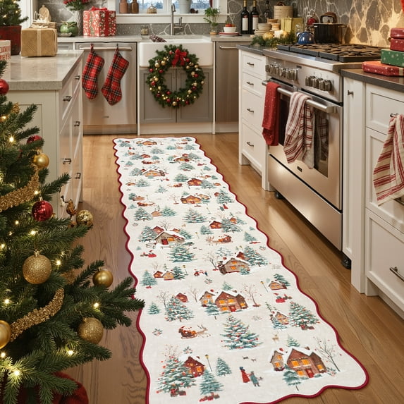 Moynesa 2'x8' Christmas Runner Rugs for Hallway, Washable Non-Slip Xmas Tree Kitchen Runner Rug, Soft Vintage Holiday Rug for Entryway, Bedroom, Laundry Indoor Christmas Decor