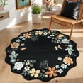 thumbnail image 1 of Moynesa 3' Floral Round Area Rug, Washable Rugs for Bedroom Ultra-Thin Soft Rug, Non-Slip Small Boho Circle Carpet for Entryway Kitchen Laundry Bathroom,Black, 1 of 7