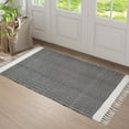 thumbnail image 1 of Moynesa 3'x5' Boho Area Rug for Entryway Lightweight Washable Rugs Accent Bedroom Rugs Woven Cotton Bathroom Rugs with Tassels Farmhouse Rug for Living Room Kitchen Office Dorm Gifts, Black, 1 of 9