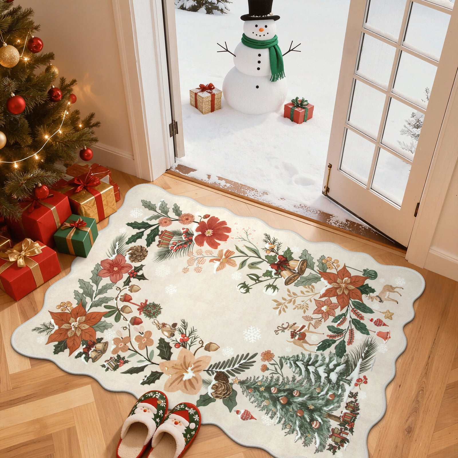 Moynesa 3'x5' Christmas Area Rug, Washable Area Rugs for Bedroom ...
