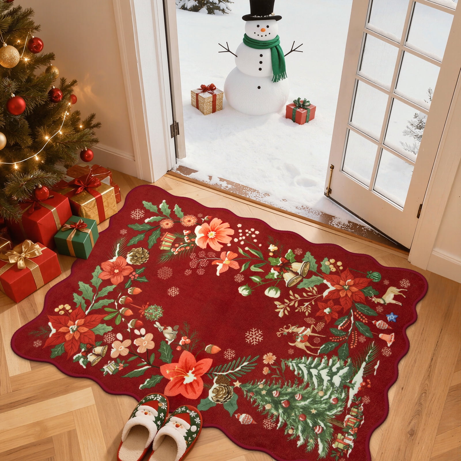 Moynesa 3'x5' Christmas Area Rug, Washable Area Rugs for Bedroom ...