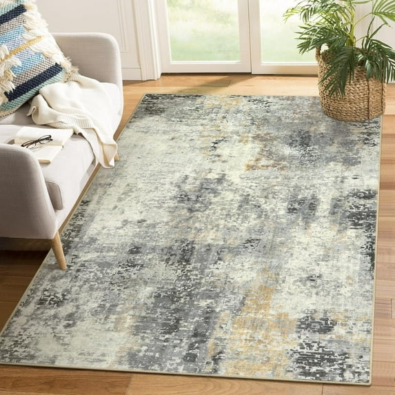 Moynesa 3'x5' Modern Abstract Area Rug,Washable Bedroom Rug Soft Throw Entry Mat Contemporary Faux Wool Non-Slip Stain Resistant Carpet for Living Room Kitchen Bath Office, Gray