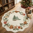 thumbnail image 1 of Moynesa 4' Christmas Round Area Rug for Living Room, Xmas Tree Floral Rug Washable Rug Non Slip Boho Circle Carpet Holiday Decor Soft Accent Rug for Bedroom Dining Room, Beige, 1 of 10