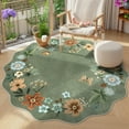 thumbnail image 1 of Moynesa 4' Floral Round Area Rug, Washable Rugs for Bedroom Ultra-Thin Soft Rug, Non-Slip Small Boho Circle Carpet for Entryway Nursery Bathroom,Green, 1 of 8