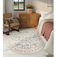 thumbnail image 1 of Moynesa 4'Round Boho Light Pink Rug, Washable Small Circle Rugs for Bedroom, Pink and Green Circular Rug, Soft Non-Slip Round Carpet for Sunroom,Pink, 1 of 7