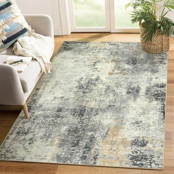 Moynesa 4'x6' Area Rug for Living Room Modern Abstract Soft Washable Rug Indoor Low Pile Accent Rug Stain Resistance Soft Carpet for Office Couch Entrance Kitchen,Gray