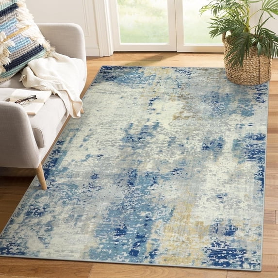 Moynesa 4'x6' Area Rug for Living Room Modern Abstract Soft Washable Rug Indoor Low Pile Accent Rug Stain Resistance Soft Carpet for Office Couch Entrance Kitchen,Blue