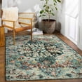 thumbnail image 1 of Moynesa 4'x6' Bohemian Area Rug, 4x6ft Soft Bedroom Rug Washable Entryway Mat, Floral Medallion Non Slip Pet Friendly Indoor Floor Accent Carpet for Bathroom Mudroom Basement Studio, Teal, 1 of 10