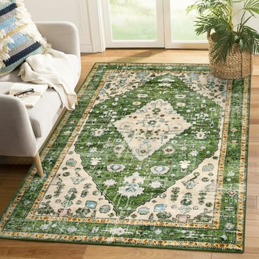 Moynesa 4'x6' Boho Tribal Area Rug,4x6ft Washable Bedroom Rug, Soft Non Slip Non-Shedding Kitchen Mat Indoor Accent Entry Carpet for Living Dining Playroom Nursery Greem