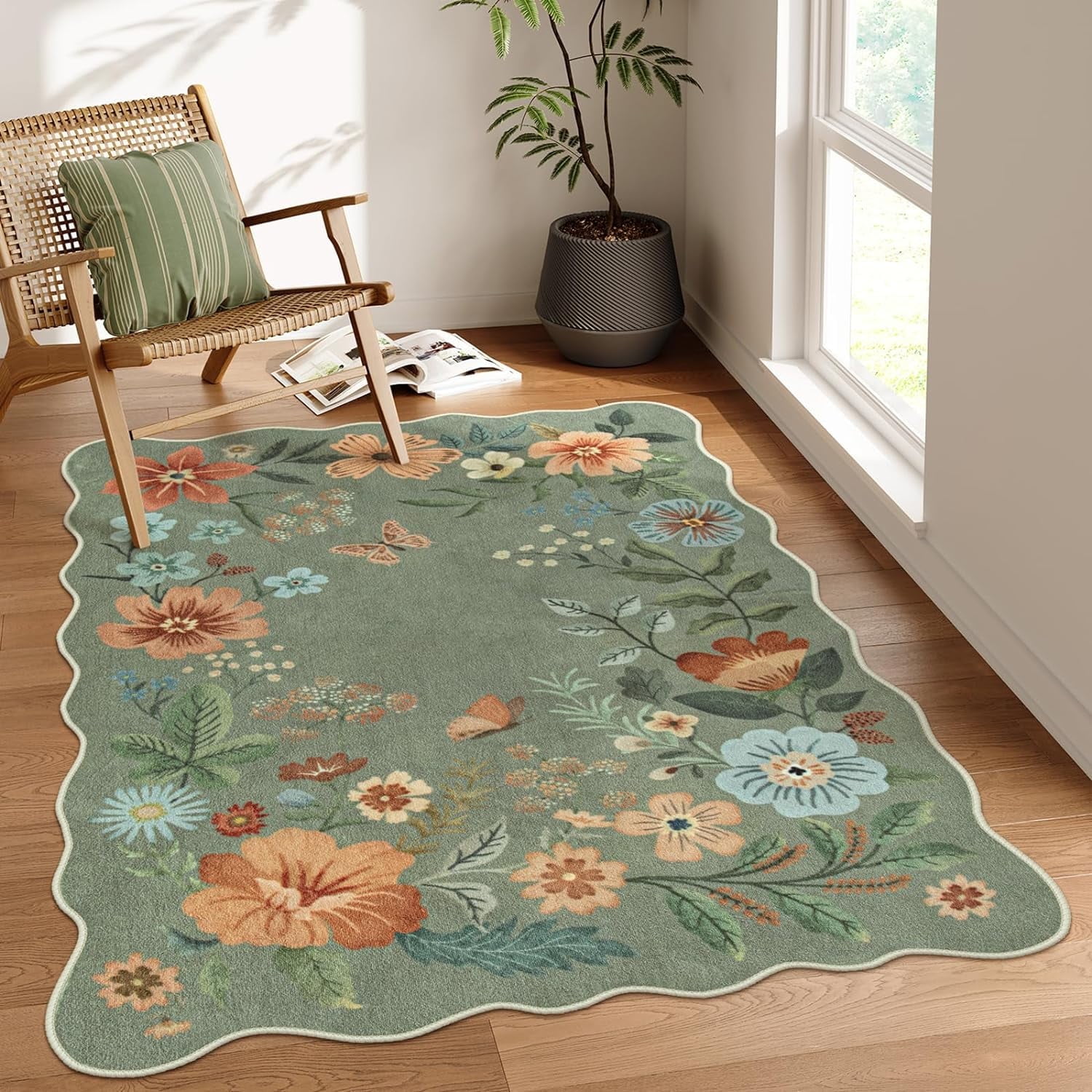 Moynesa 4'x6' Floral Living Room Rugs, Area Rugs 4x6ft Rug for Bedroom ...