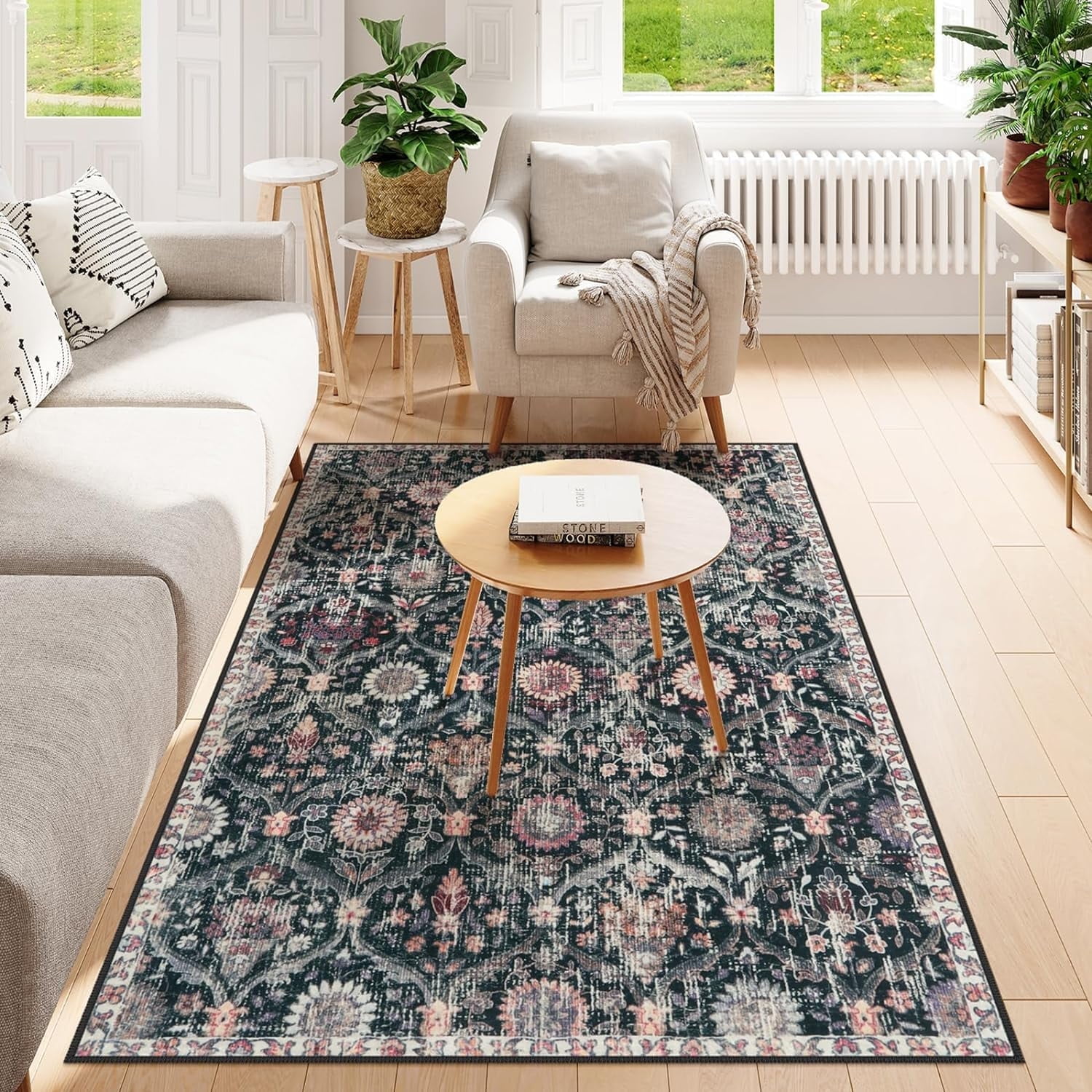 Moynesa 4'x6' Moroccan Machine Washable Rug,4X6FT Rugs for Living Room ...