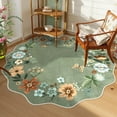 thumbnail image 1 of Moynesa 5' Floral Round Area Rug, Washable Rugs for Bedroom Ultra-Thin Soft Rug, Non-Slip Boho Circle Carpet for Living Room Bathroom Nursery Kitchen,Green, 1 of 8