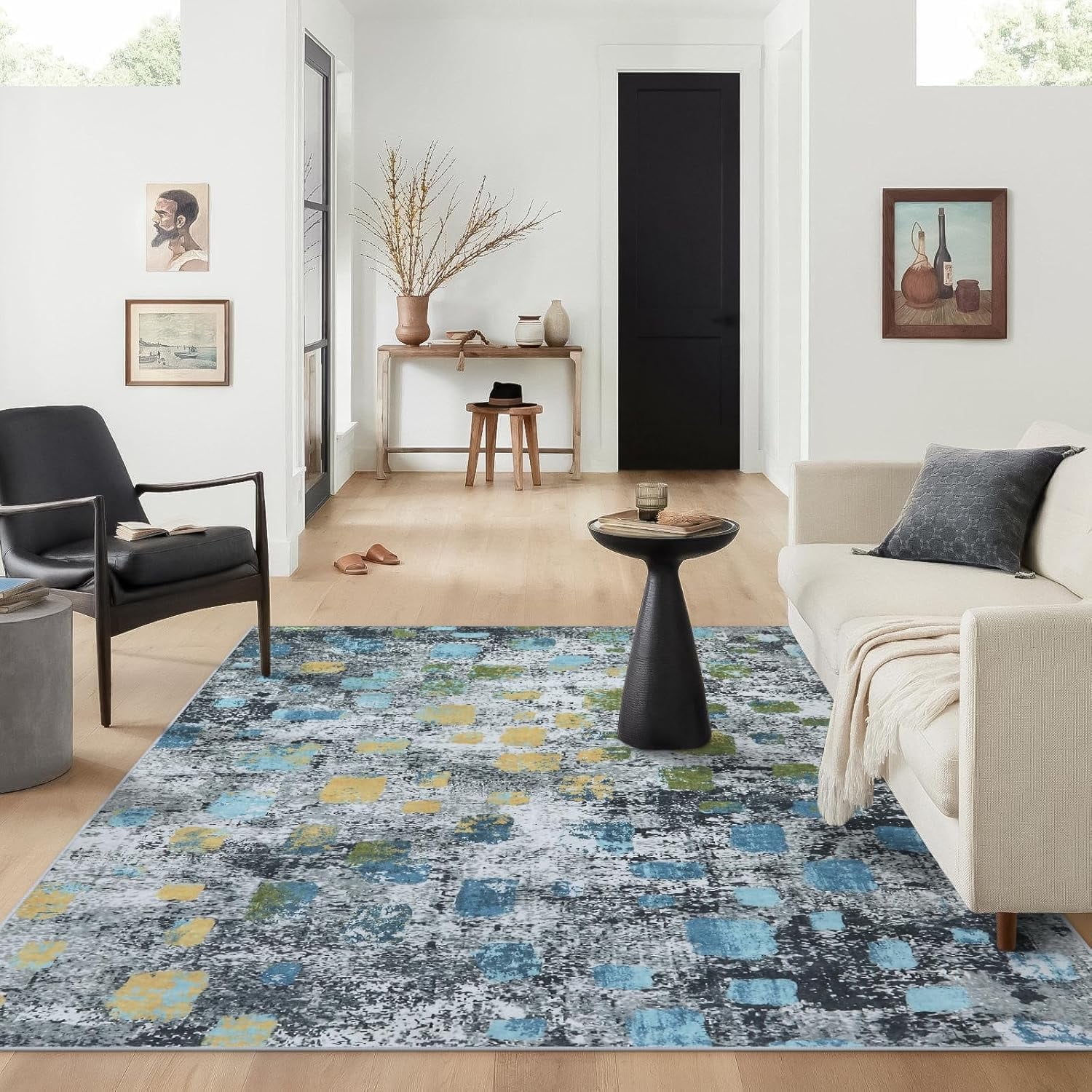 Moynesa 5'x7' Abstract Area Rugs, Washable Rug for Bedroom Ultra-Thin ...
