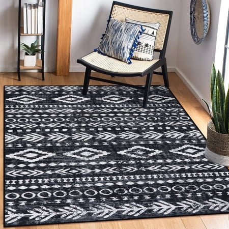Moynesa 5'x7' Area Rug for Living Room Indoor Washable Rugs Farmhouse Moroccan Soft Bedroom Mat Large Rustic Tribal Foldable Carpet Dining Room Rug for Living Bed Dining Room,Black White