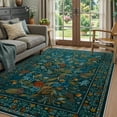 thumbnail image 1 of Moynesa 5'x7' Area Rugs for Living Room, Teal Botanical Floral Washable Rugs for Bedroom Non-Slip Soft Modern Natural Rugs for Dining Room, Stain Resistant Accent Carpet for Dorm Apartment, 1 of 7