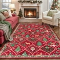 thumbnail image 1 of Moynesa 5'x7' Christmas Area Rug for Living Room,Red Rug Xmas Tree Modern Rug Kitchen Rug Washable Rug Non Slip Moroccan Carpet Holiday Decor Geometric Soft Accent Rug for Bedroom Dining Room, 1 of 11