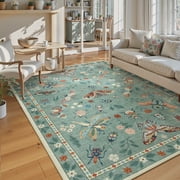 Moynesa Insect 5'x7' Area Rugs Washable Rug for Living Room Soft Natural Bedroom Rug Bug Accent Carpet for Dining Room Nursery Office Stain Resistant Non Slip, Light Green