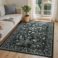 thumbnail image 1 of Moynesa 5'x7' Washable Rugs for Living Room, Black Botanical Floral Large Rugs for Bedroom Non-Slip Soft Modern Natural Rugs for Dining Room, Stain Resistant Accent Carpet for Dorm Apartment, 1 of 7