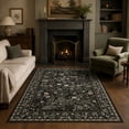 thumbnail image 1 of Moynesa 5'x7' Area Rugs for Living Room, Black Botanical Floral Washable Rugs for Bedroom Non-Slip Soft Modern Natural Rugs for Dining Room, Stain Resistant Accent Carpet for Dorm Apartment, 1 of 9