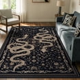 thumbnail image 1 of Moynesa 5'x7' Vintage Snake Area Rug, Washable Black Floral Rug for Living Room Bedroom Dining Room Home Office, Botanical Statement Accent Carpet, Ultra Soft Non Slip Stain Resistant Low Pile, 1 of 12