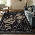 thumbnail image 1 of Moynesa 5'x7' Vintage Snake Area Rug, Washable Black Floral Rug for Living Room Bedroom Dining Room Home Office, Botanical Statement Accent Carpet, Ultra Soft Non Slip Stain Resistant Low Pile, 1 of 12