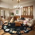 thumbnail image 1 of Moynesa 6' Floral Round Area Rug, Washable Rugs for Bedroom Ultra-Thin Soft Rug, Non-Slip Large Boho Circle Carpet for Living Room Kitchen Nursery,Black, 1 of 6