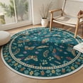 thumbnail image 1 of Moynesa 6' Insect Round Area Rug, Washable Round Rugs Ultra-Thin Non-Slip, Vintage Botanical Accent Large Circle Carpet for Living Room Bedroom Dining Room Playroom, Green, 1 of 11