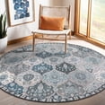 thumbnail image 1 of Moynesa 6'Round Moroccan Trellis Washable Rug - Round Rug 6ft Soft Non-Slip Circle Area Rugs for Bedroom Non-Shedding Distressed Throw Carpet for Living Room Bathroom Nursery Kitchen Blue, 1 of 7