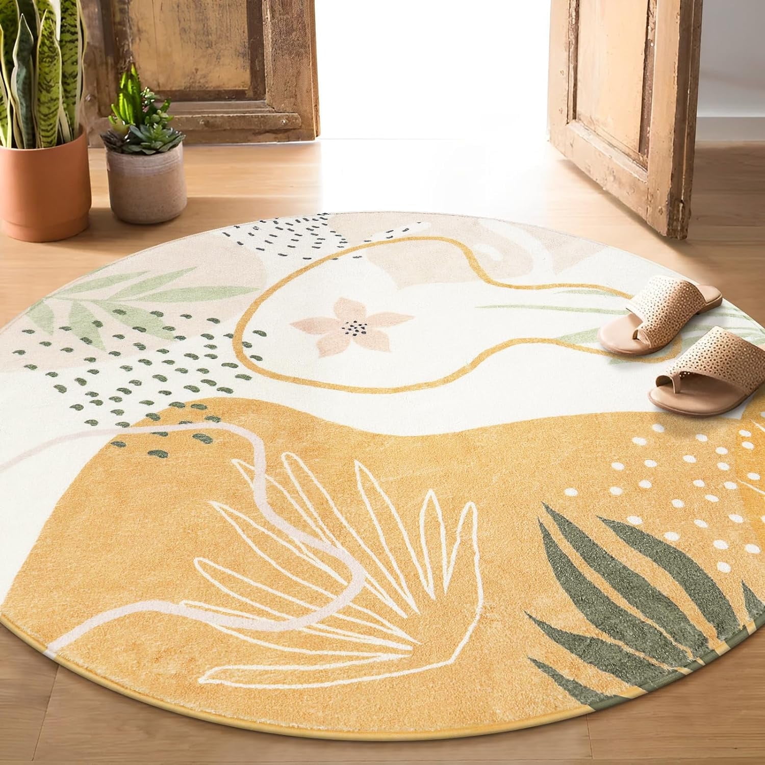 Yellow Pineapple Hawaiian Print Round Rug