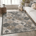 thumbnail image 1 of Moynesa 6'x9' Area Rug for Living Room Large Indoor Washable Carpet Non-Slip Ultra-Thin Vintage Floral Foldable Mat Non Shedding Throw Rug for Living Dining Laundry Room Office,Grey, 1 of 9