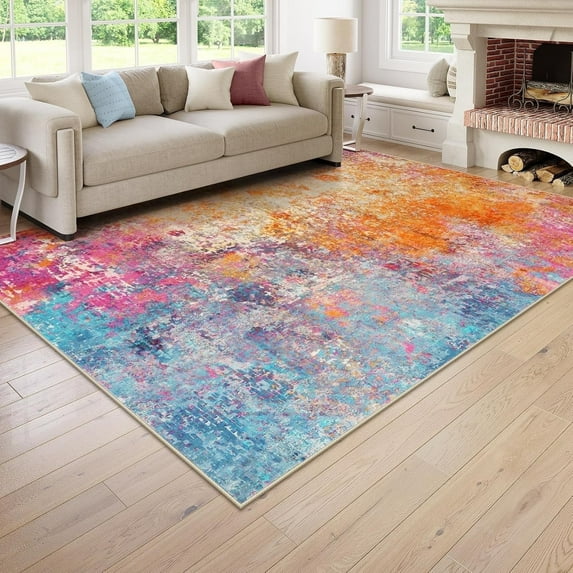 Moynesa 6'x9' Area Rug for Living Room Modern Abstract Bedroom Rug Machine Washable Low Pile Soft Mat Indoor Stain Resistance Accent Dining Carpet for Dining Room Table Apartment,Galaxy