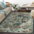 thumbnail image 1 of Moynesa 6'x9' Bohemian Area Rug,6x9ft Large Boho Washable Bedroom Rug, Soft Non Slip Non-Shedding Kitchen Mat Indoor Office Carpet for Living Dining Playroom, Teal, 1 of 9