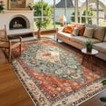thumbnail image 1 of Moynesa 6'x9' Boho Tribal Area Rug, 6x9ft Large Washable Bedroom Rug, Soft Non Slip Non-Shedding Kitchen Mat Indoor Office Carpet for Living Dining, Red, 1 of 9