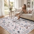 thumbnail image 1 of Moynesa Insect 6'x9' Area Rugs Washable Rug for Living Room Soft Natural Girls Bedroom Rug Large Bug Accent Carpet for Dining Room Sunroom Playroom Stain Resistant Non Slip, Pink, 1 of 11
