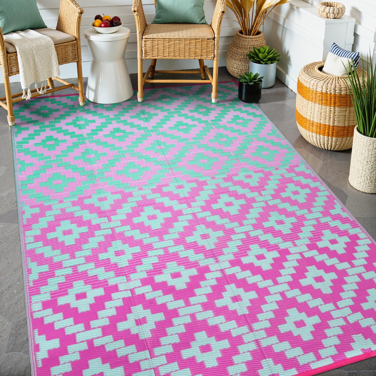 Moynesa 6'x9' Outdoor Rug, Waterproof Patio Rug Reversible Indoor ...