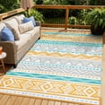 thumbnail image 1 of Moynesa Outdoor Rug Waterproof, 6'x9' Lightweight Plastic Straw Rug for Camping RV, Reversible Outside Carpet for Patio Deck Porch Balcony Picnic Tent, Blue/Yellow, 1 of 11