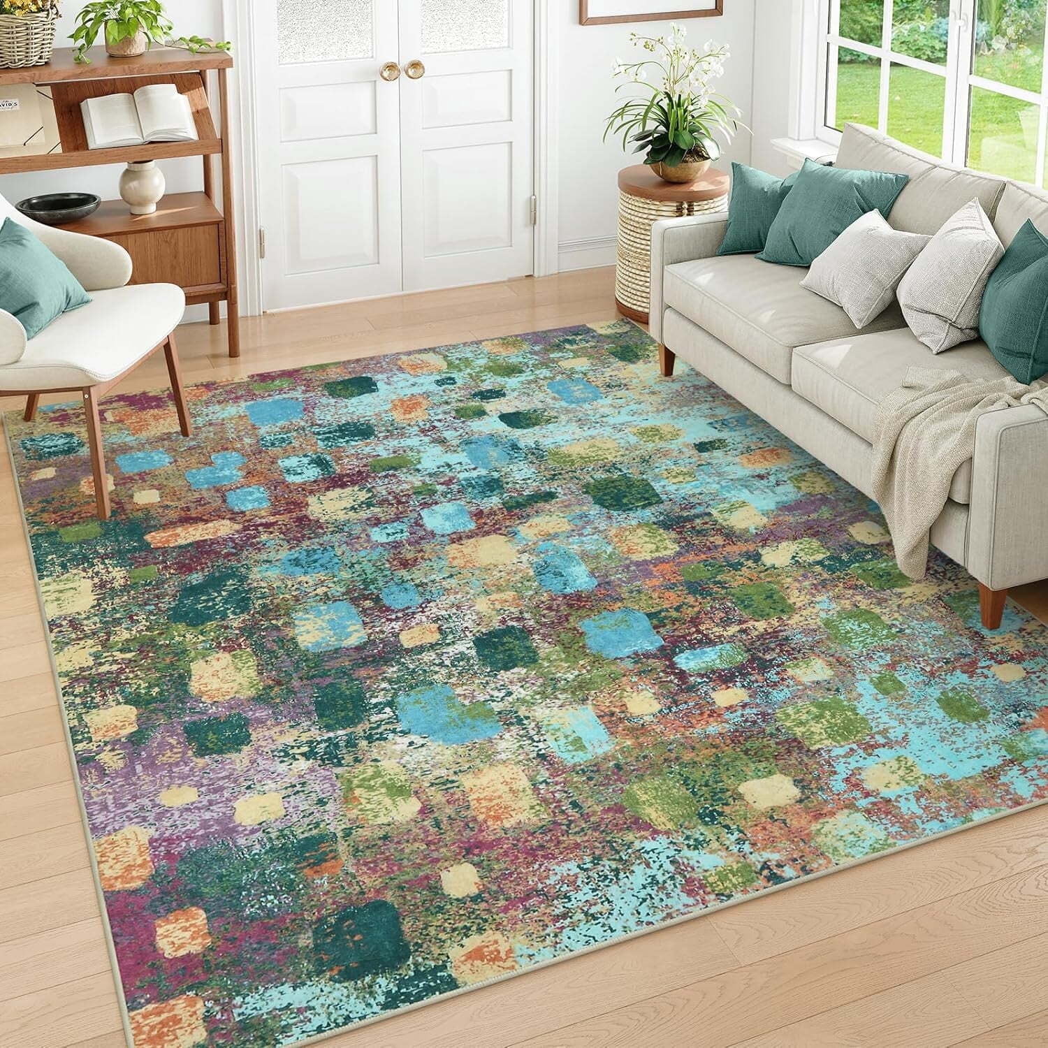 Moynesa 8'x10' Abstract Area Rugs, Washable Large Rug for Bedroom Ultra ...
