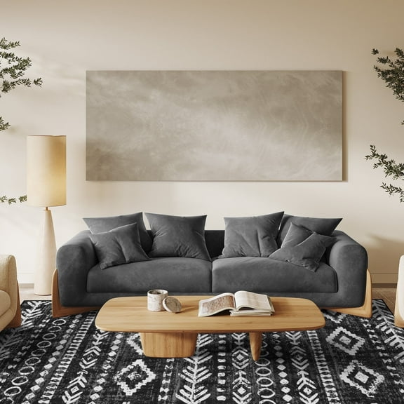 Moynesa 8'x10' Area Rug for Living Room Washable Bedroom Rugs Soft Indoor Carpet Moroccan Rustic Tribal Non Slip Mat Large Foldable Playroom Rug for Living Dining Laundry Room Office,Black White