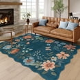 thumbnail image 1 of Moynesa 8'x10' Floral Washable Area Rugs, 8x10ft Soft Bedroom Large Rug for Living Room Ultra-Thin Non Slip Dining Room Rug, Stain Resistant Boho Rugs Easy Clean Throw Carpet for Office,Blue, 1 of 8