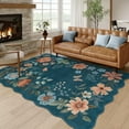 thumbnail image 1 of Moynesa 8'x10' Floral Washable Area Rugs, 8x10ft Soft Bedroom Large Rug for Living Room Ultra-Thin Non Slip Dining Room Rug, Stain Resistant Boho Rugs Easy Clean Throw Carpet for Office,Blue, 1 of 8