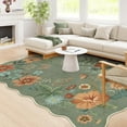 thumbnail image 1 of Moynesa 8'x10' Floral Washable Area Rugs, 8x10ft Soft Bedroom Large Rug for Living Room Ultra-Thin Non Slip Dining Room Rug, Stain Resistant Boho Rugs Easy Clean Throw Carpet for Office,Green, 1 of 8