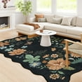 thumbnail image 1 of Moynesa 8'x10' Floral Washable Area Rugs, 8x10ft Soft Bedroom Large Rug for Living Room Ultra-Thin Non Slip Dining Room Rug, Stain Resistant Boho Rugs Easy Clean Throw Carpet for Office,Black, 1 of 6