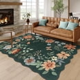 thumbnail image 1 of Moynesa 8'x10' Floral Washable Area Rugs, 8x10ft Soft Bedroom Large Rug for Living Room Ultra-Thin Non Slip Dining Room Rug, Stain Resistant Boho Rugs Easy Clean Throw Carpet for Office,Dark Green, 1 of 8