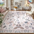 thumbnail image 1 of Moynesa Insect 8'x10' Large Area Rugs for Living Room Washable Natural Girls Bedroom Rug Bug Accent Carpet for Dining Room Nursery Office Sunroom Stain Resistant Non Slip, Pink, 1 of 12