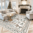 thumbnail image 1 of Moynesa 8'x10' Large Christmas Rug for Living Room, Washable Non-Slip Area Rug, Soft Vintage Holiday Rug for Dining Room, Bedroom Xmas Accent Carpet Indoor Christmas Decor, Beige, 1 of 11