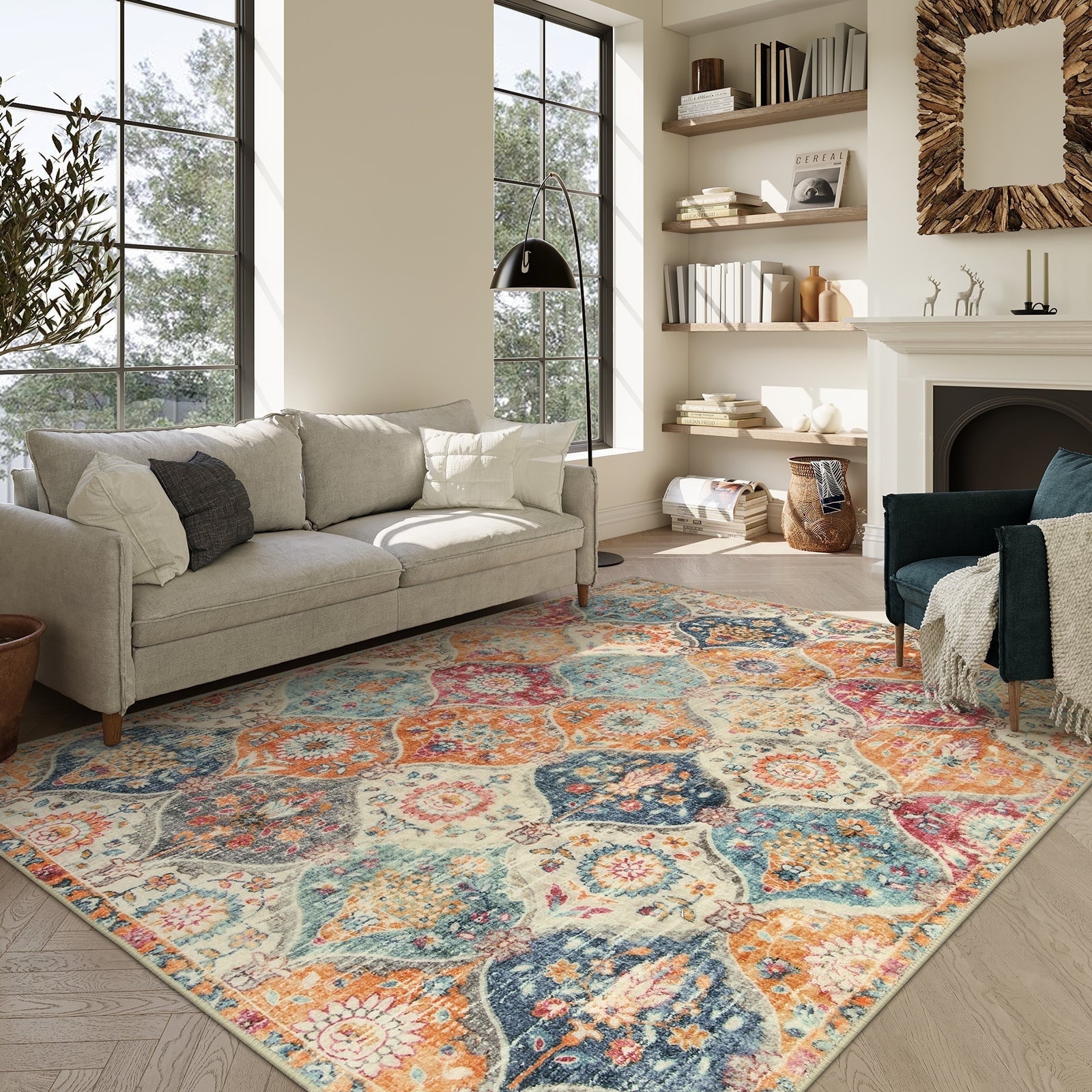 Moynesa 9'x12' Area Rug for Living Room Moroccan Ultra-Thin Machine ...