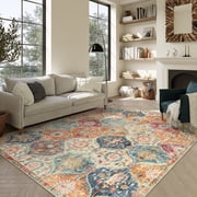 Moynesa 9'x12' Area Rug for Living Room Moroccan Ultra-Thin Machine Washable Large Carpet Non-Slip Bedroom Rug Non Shedding Accent Rug for Dining Room Office,Cr