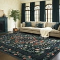 thumbnail image 1 of Moynesa 9'x12' Floral Area Rugs for Living Room, Washable Large Vintage Botanical Rugs for Bedroom, Soft Non Slip Cottagecore Flower Accent Carpet for Dining Room Dorm Apartmen, Black, 1 of 7