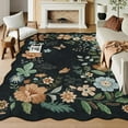thumbnail image 1 of Moynesa 9'x12' Floral Washable Area Rugs, 9x12ft Soft Bedroom Large Rug for Living Room Ultra-Thin Non Slip Dining Room Rug, Stain Resistant Boho Rugs Easy Clean Throw Carpet for Office,Black, 1 of 7