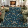 thumbnail image 1 of Moynesa Insect 9'x12' Large Area Rugs for Living Room Washable Natural Bedroom Rug Bug Accent Carpet for Sunroom Dining Room Office Stain Resistant Non Slip, Green, 1 of 11